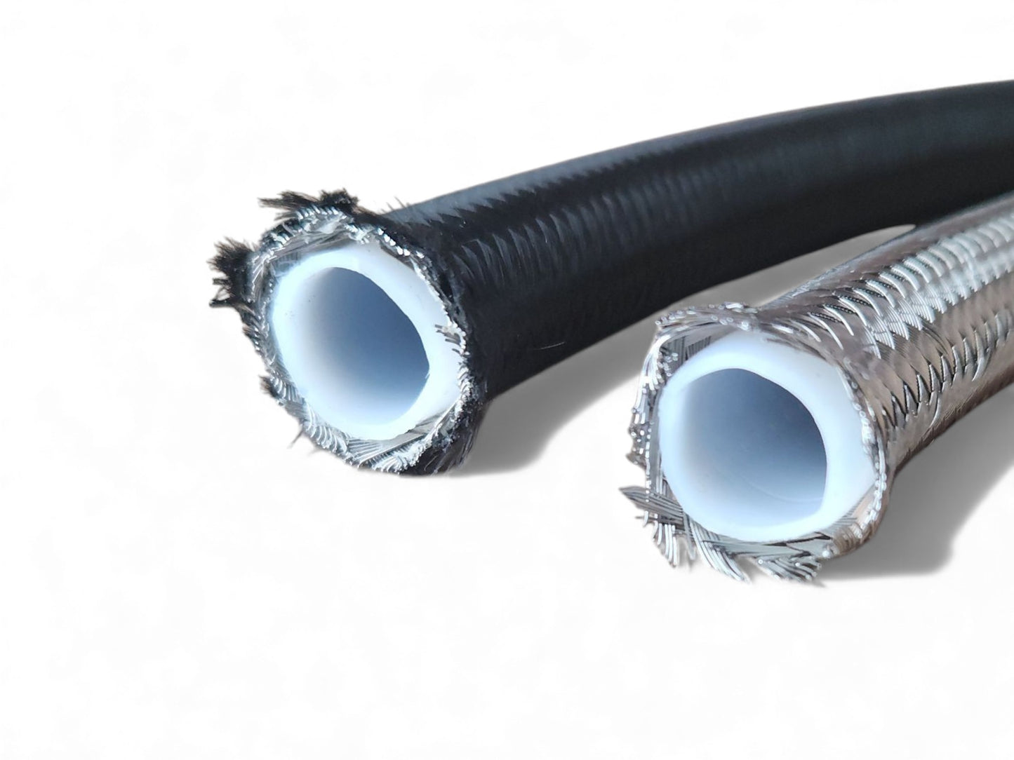 AN6 PTFE Teflon letku Teräspunoksella (musta nylon)