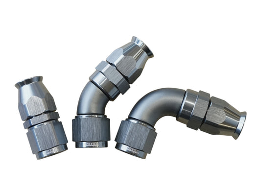 AN4 liitin 90° PTFE (teflon letkulle) Full Flow - Titan